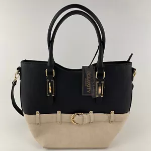 Neu Deluxity Los Angeles Beuteltasche Tasche zweifarbig schwarz & elfenbein veganes Leder zugelassen - Bild 1 von 10