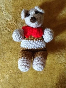 Crocheted Teddy Bear Vintage Handmade  6"  - Picture 1 of 8