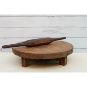 Wooden Indian Rolling Pin Board, Vintage Chakla Belan Chapati Making-Mix Pattern - Picture 1 of 5