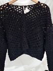 BNWT Free People Solid Sail Away Cropped Crochet Top Black XS Slouchy Rrp£140
