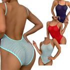 Women High Cut One Piece Swimsuits See Through Mesh Bodysuit Backless Leotards