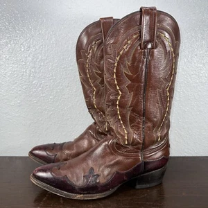 Dan Post Men's 13" Vegas Cut Cowboy Boots Brown Burgundy Leather Size 10D DP2128 - Picture 1 of 10