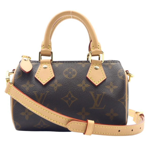 Louis Vuitton Speedy Shoulder Bag Nano Brown Canvas Monogram Coated