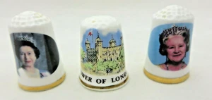 Vintage Thimbles lot 3 Queen Elizabeth Queen Mom Tower London  - Picture 1 of 4