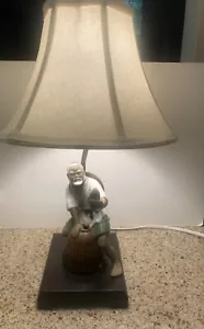 Vintage Chinese Mudman Shiwan Fisherman Figurine Lamp w/Shade - Picture 1 of 12