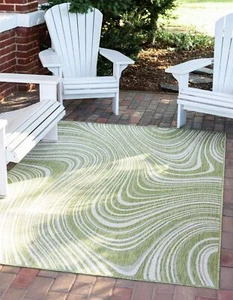 Unique Loom Outdoor Modern Collection Area Rug - Pool (9' x 12' Rectangle, Gr... - Picture 1 of 9