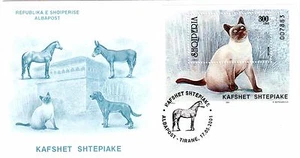 Albania stamps 2001. Domestic Animals. Cat. Mi. 2817. FDC Block MNH - Picture 1 of 1