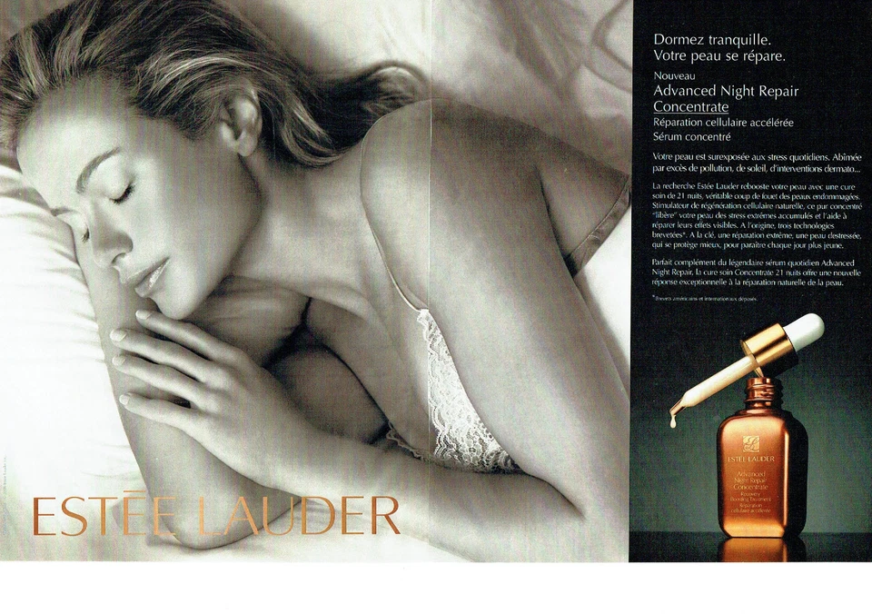 PUBLICITE ADVERTISING  046  2006  Estée Lauder cosmétiques ( 2p)  Night repair - Photo 1/1