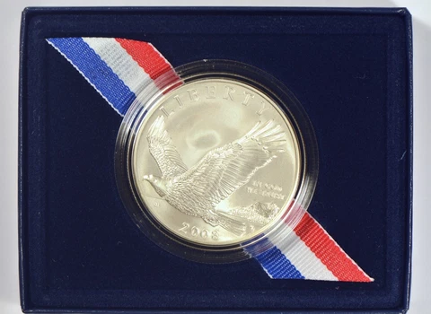 2008 American Eagle Commemorative Silver Dollar BU with Box and COA Cover