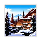 Offgrid Off Grid Wood Cabin in Deep Snow in Mountains Die-Cut Sticker