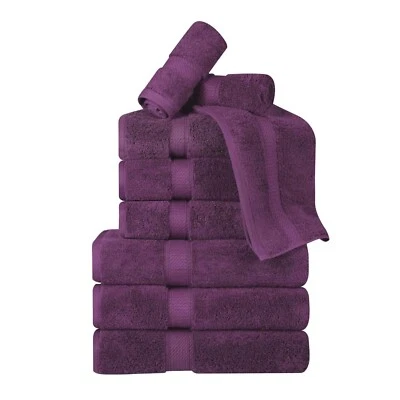 800 GSM Egyptian Cotton Pile Plush Heavyweight Absorbent Soft 9-Piece Towel Set - Image 1 of 4