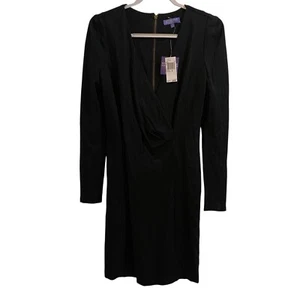 Vivienne Tam Women’s Med Dress black Ponte knit stretch long sleeve V-neck Sexy - Picture 1 of 8