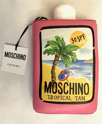 SS23 MOSCHINO Tropical Tan Clutch Pink Padded Nappa Leather Sunscreen 30SPF - Image 1 of 4