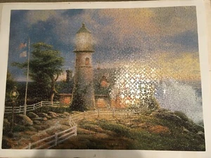 THOMAS KINKADE 1000 piece puzzle A LIGHT IN THE STORM Painter of Light COMPLETE - Picture 1 of 4