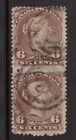 Canada #27 Used Rare Pair With 2 Ring 10 Cancel On Both Stamps