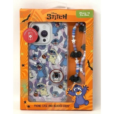 Disney Stitch Halloween Skinnydip iPhone 16 Pro Max Estuche Rígido Correa con Cuentas Nuevo en Paquete Foto 1 de 4