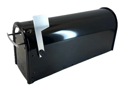 Franklin Black Postmount Mailbox Large Steel Non Locking W/ Satin Nickel Handle - Image 1 of 4