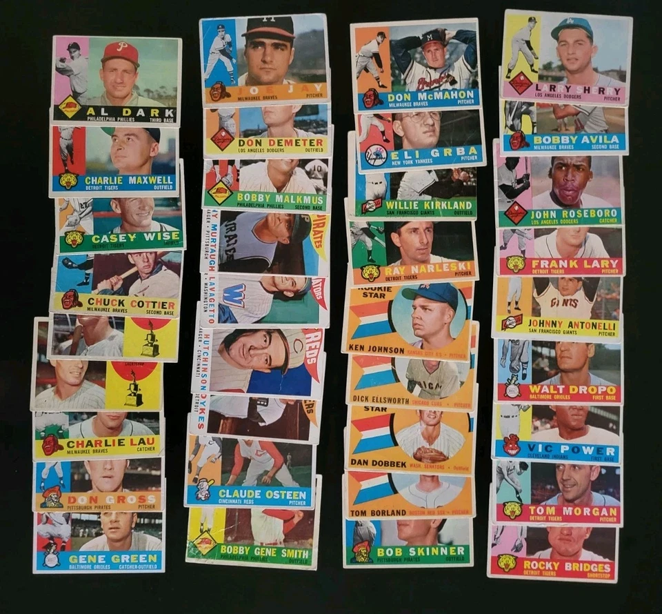 Tarjetas de béisbol 1960 Topps - 36 tarjetas vintage - con Rocky Bridges y Al Dark Foto 1 de 4