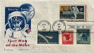 Chickering Jackson C76 First Man on the Moon Combo with Space and Eagle Stamps  - Picture 1 of 1