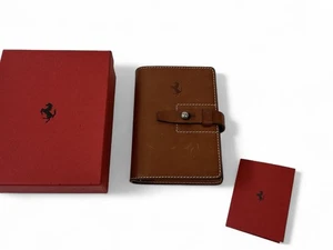 FERRARI LEATHER POCKET AGENDA ORGANIZER PHONEBOOK | SILVER GEAR KNOB CLOSURE - Picture 1 of 8