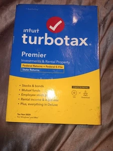 Turbotax Premier 2020 Tax Year Investments & Rental Property Federal & State New - Afbeelding 1 van 1
