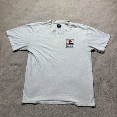 Edwin Shirt Mens Medium White Sunset On Mt Fuji Graphic Tee Japan 100% Cotton - Image 1 of 4