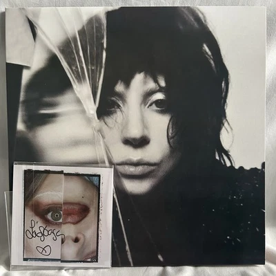 IN HAND!! Lady Gaga Mayhem SPLIT ORANGE & BLACK LIQUID & NEON ORANGE 2LP Signed - Image 1 of 4