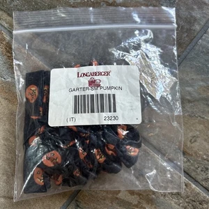 Longaberger Small Garter - Black with Orange Pumpkin Faces - Picture 1 of 3