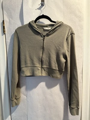 Top Derek Heart Crop Waffle Tejido Manga Larga Cremallera Frontal Con Capucha Talla XL Foto 1 de 3