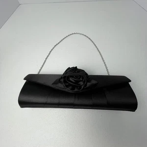 Sleek Black Rose Clutch Purse - Picture 1 of 6