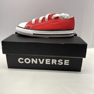 CONVERSE ALL STAR Low Top Red Shoes Youth Little Kids Sneakers 7J236 Size 8 NEW - Picture 1 of 8