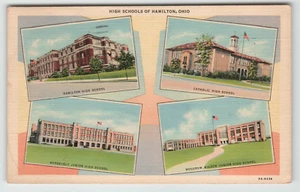 Cartolina 1913 Multi Veduta Scuole Superiori di Hamilton, OH. - Foto 1 di 2