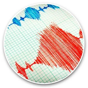 2 x autocollants vinyle 20 cm - sismographe tremblement de terre échelle Richter #46260 - Photo 1/8