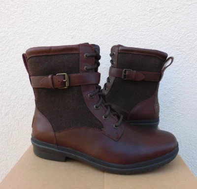 BOTINES IMPERMEABLES UGG KESEY CUERO CASTAÑO/LANA, US 7.5/ EUR 38.5 ~ NUEVOS Foto 1 de 4