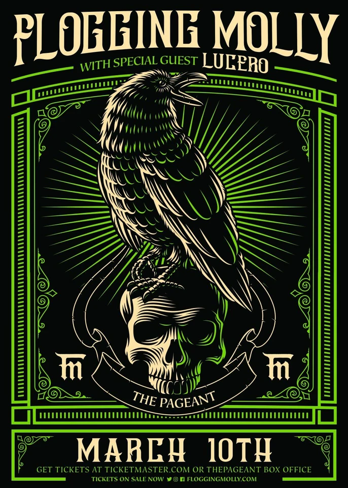 FLOGGING MOLLY / LUCERO ST. LOUIS 2019 CONCERT TOUR POSTER - Celtic Punk Music - Image 1 of 1