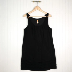 Maeve Anthropologie Womens Shift Dress Black Short Scoop Neck Sleeveless Tiers 6 - Picture 1 of 4