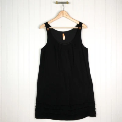 Maeve Anthropologie Womens Shift Dress Black Short Scoop Neck Sleeveless Tiers 6 - Image 1 of 4