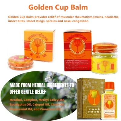 12 pcs. Golden Cup balm,relieve muscular pain, insect bites&nasal congestion. - Image 1 of 4