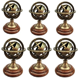 Set of 6  Vintage Zodiac Armillary Brass Sphere Globe Astrology Horoscope Signs - Picture 1 of 4