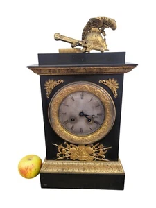 Pendule Au Casque De Guerrier, Bronze, XIXème Siècle - Picture 1 of 18