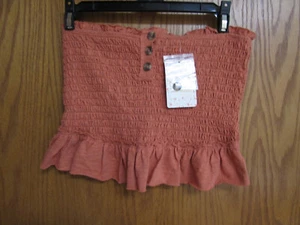 Free People crop top small cotton elastic orange strapless - Picture 1 of 2