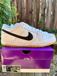 Nike SB Dunk Low Pro White/Black CD2563-101 US 10 Men - Picture 1 of 9