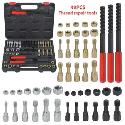 49PC Thread Repair Chaser Kit UNC UNF Metric Thread Restorer Tap and Die Tool UK - Image 1 of 4
