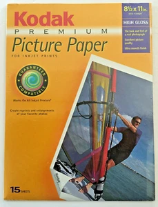 Kodak Premium Picture Paper 8.5x11in High Gloss Inkjet 15 Sheets New & Sealed - Afbeelding 1 van 2