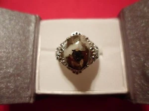 Pyrite Oval Solitaire Ring in Platinum Overlay-Size 7.5-7.00 Carats - Picture 1 of 7