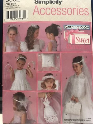 SEWING PATTERN Simplicity 5602 WEDDING FLOWER GIRL COMMUNION ACCESSORIES  - Image 1 of 2
