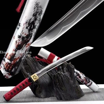 Espada corta japonesa Wolf Saya Dao Samurai Katana afilada acero al carbono tanto Foto 1 de 4