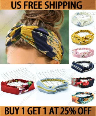 Conjunto Moda Mujeres Elástico Flor Turbante Envoltura Diadema Banda para el Cabello Retorcida Foto 1 de 4