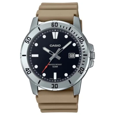 Casio Sporty Series Analog Stainless Steel Resin Beige Watch MTPVD01-5E RRP $129 - image 1 of 2