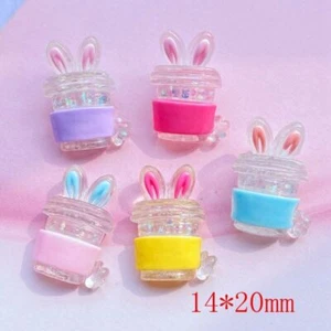 Mini Rabbit Ear Cup Flat Back Resin Art Supply Decoration Charm Craft 10cps Set - Picture 1 of 9